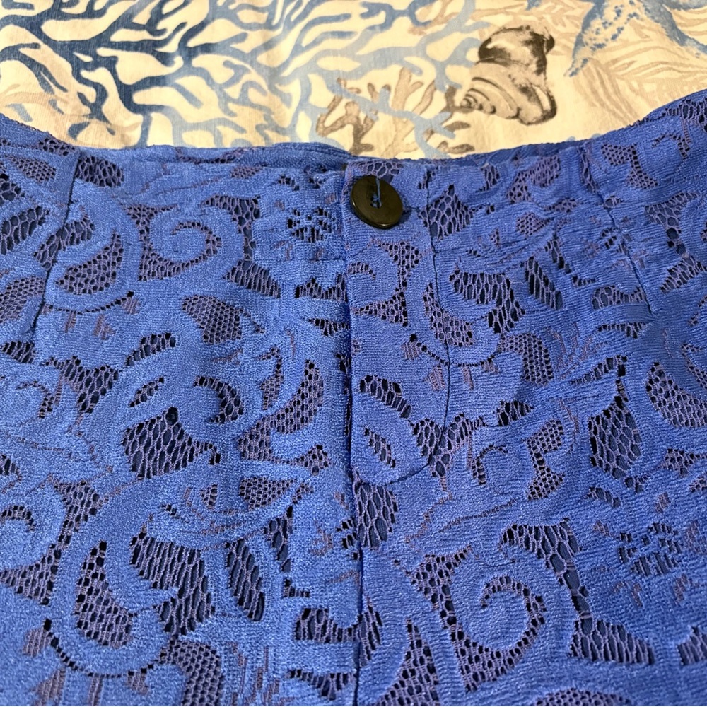 Anthropologie Maeve NWT Colette Electric Blue Lace Cropped Trousers, Size 26 - Picture 6 of 7